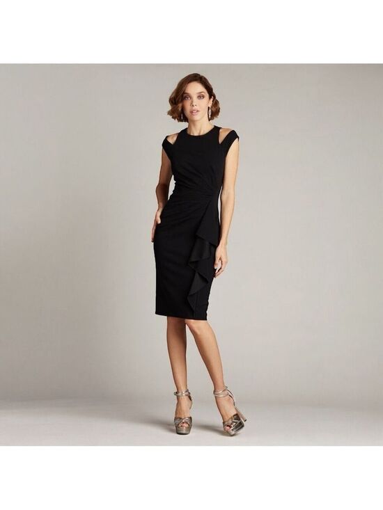 Tadashi Shoji Dresses & Skirts - Tadashi Shoji Shoulder Cut-Out Black Dress Crepe Women's Size Medium